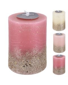 Decorative candle, paraffin, 3 different colors, 7x9 cm