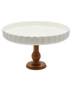 Cake holder, ceramic, white, Dia.27xH16 cm