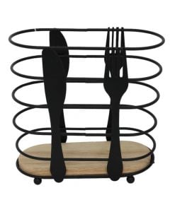 Spoon/fork holders, metal, black, 7.5x16xH16.5 cm