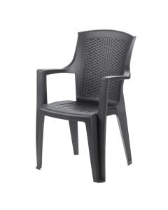 Stackable Chair with Armrest "EDEN", Size: 60x62x89 cm, Color: Anthracite, Material: Polypropylene