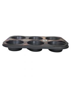 Cake pan with 6 shapes, metal, gray, 16x28xH3 cm