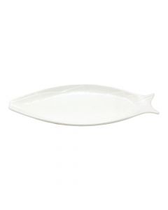Fish plate, ceramic, white, 14.5x34.5x3 cm