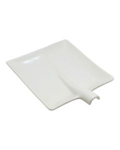 Plate, ceramic, white, 19x25.5x2.5 cm