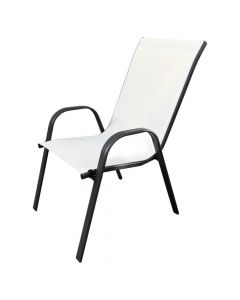 Armchair Stackable, metal/textile, white (off white), 54x72xH93 cm