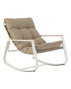 Relaxation rocking chair with cusion, metal, white/beige, 73x79.5xH104 cm