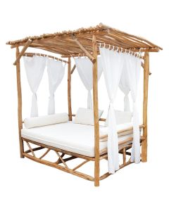 Tendë plazhi me perde Tagog, ratan, kafe natyrale, 195x135xH220 cm