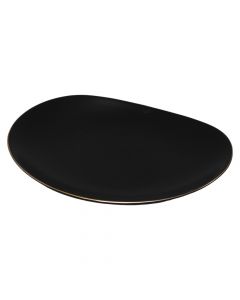 Deformed dessert plate, ceramic, black, 22x20 cm