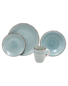 Plate/bowl/tea cup set (PK 16), ceramic, green, Dia.27/19/8.5 cm