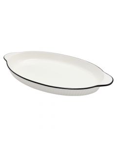 Antipasti serving plate, ceramic, white, 36.5x19.5 cm