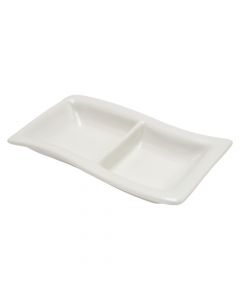 Antipasti plate with 2 compartments, ceramic, white, 11x6.5 cm