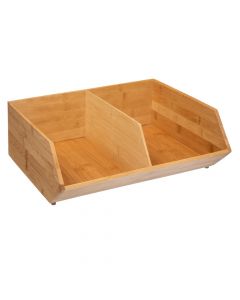 2 Compartment Shelf Organizer, bamboo, natural, 35x30.5xH12.5 cm