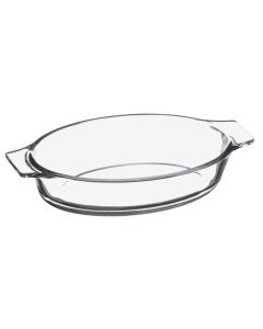 Oval baking pan, glass, transparent, 20x11 cm