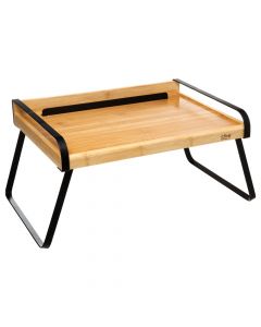 Tavolinë shërbim mëngjesi, bambu/metal, kafe/e zezë, 51x37.5xH28 cm