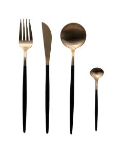 Serving set spoon forks Ida, metal, gold/black, 7.5 cm