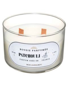 Scented candle with 2 wicks Snow, paraffin/glass, white, Dia.12xH8 cm / 470 gr