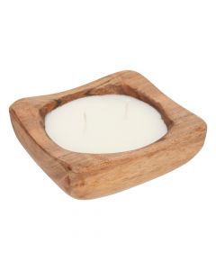 Paola scented candle, paraffin/wood, natural, Dia.12.5 x H5 cm