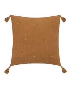 Gauze decorative pillow, cotton+polyester, cinnamon brown, 40x40 cm