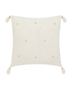 Gauze decorative pillow, cotton+polyester, ivory/gold, 40x40 cm