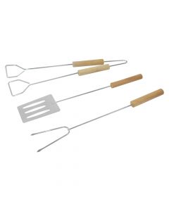 Accessory for barbeque, "Mr.Grill", with wood handle, stainless steel, silver, 30 cm, 3 pieces