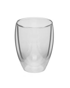 Double glass water/liquid drinking glass, glass, transparent, H10 cm / 350 ml