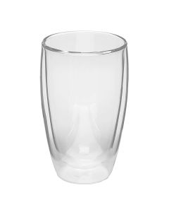 Double glass water/liquid drinking glass, glass, transparent, H13.5 cm / 450 ml