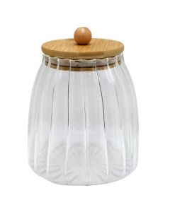 Conservation jar with bamboo lid, glass/bamboo, transparent, H12 cm / 1000 ml
