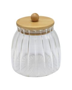 Kavanoz konservimi me kapak bambu, qelq/bambu, transparente, H10 cm / 700 ml