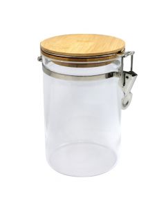 Hermetic jar with bamboo lid, glass/bamboo, transparent, H16 cm / 950 ml