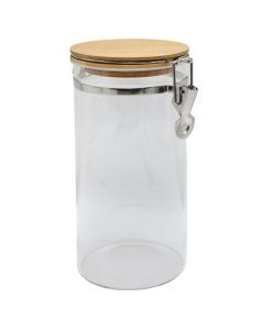 Hermetic jar with bamboo lid, glass/bamboo, transparent, H18.5 cm / 1.2 Lt