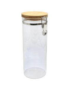 Hermetic jar with bamboo lid, glass/bamboo, transparent, H25 cm / 1.5 Lt