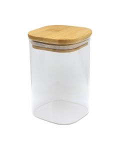 Conservation jar with bamboo lid, glass/bamboo, transparent, H12.5 cm / 600 ml