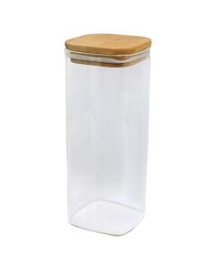 Conservation jar with bamboo lid, glass/bamboo, transparent, H20.5 cm / 1 Lt