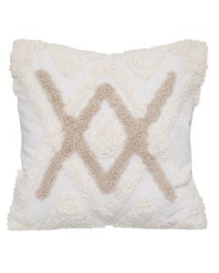 Tufted cusion cover, cotton, ivory/beige, 40x40 cm