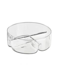 Aperitif/cocktail bowl with 4 compartments, glass, transparent, Dia.25.5xH8.5 cm