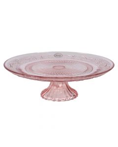 Cake stand, glass, pink shade, Dia.29xH9 cm