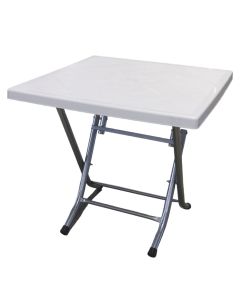 Folding table Volvo Metal, plastic/metal, white, 80x80xH76 cm