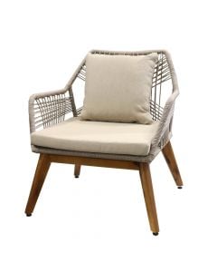 Seville single armchair, acacia wood/textile/metal construction, beige/brown, 72x74xH80 cm
