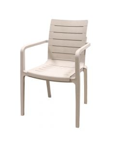 Karrige me krahë Elegant, plastike, fildisht, 51x56xH88 cm