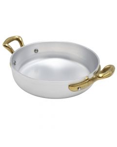 Small pan with two handles, Size: 14 x 4 cm, Color: Silver, Material: Aluminium