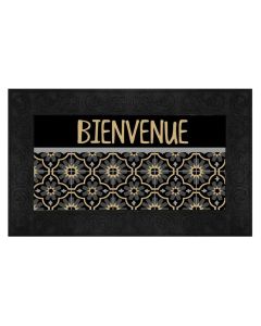 Door mat Bienvenue, rubber, black/gold, 45x75 cm