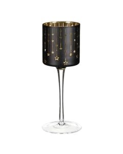 Decorative candle holder, glass, black color, H20xD7 cm
