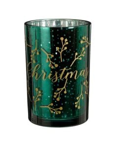 Mbajtese qiri dekorativ, qelq, jeshile, H18xD12 cm