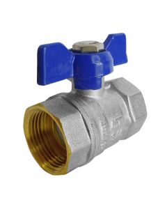 Ball Valve Silver F-F PN25  Type With Butterfly Blue Handle 1"