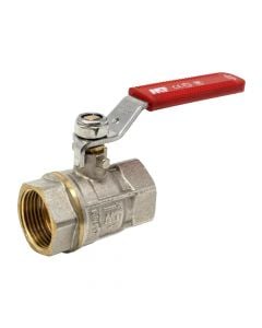 Brass Ball Valve Full Bore Red S.S. Handle F-F PN30  1/2"