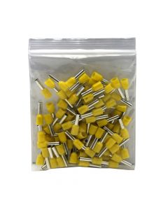 Insulated tube terminal, 2.5 mm², copper / plastic, 100 pcs / pack, yellow