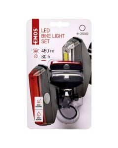 Bicycle lights, Emos, COB LED, 22 lm, 7 m, 2x2 CR2032