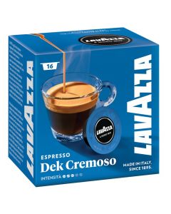 Coffee capsules, Lavazza Dek Cremoso, 100 % Arabica, aromatic notes: alminds/candied, 7.5x16 gr, 16 cop