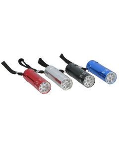 LED torch, 9xLED, alumin, 2.4x2.4x 8 cm