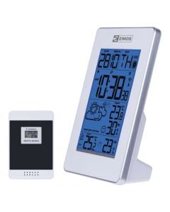 Weather station, Emos, clock / calendar / alarm / temperature, humidity, 2xAA / 2xAAA, 5x12x18 cm, 2.3x6x9.2 cm