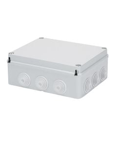 Junction box with plain screwed lid - IP55 - internal dimensions 24x19x9 cm - walls with cable glands - grey ral 7035